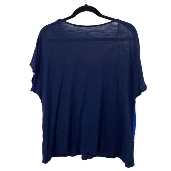 Coldwater Creek Sequin Striped Cap Sleeve Top Women size 1X Blue Gray Roundneck - Picture 2 of 9